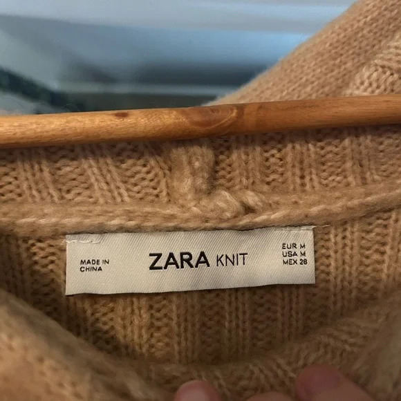 Zara Tan Ribbed Cowl Neck Sweater - Picture 3 of 3